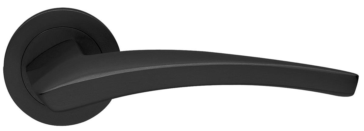 Ручка дверная WIND R2 NERO раздельная на круглой розетке, цвет - черный фото купить Санкт-Петербург