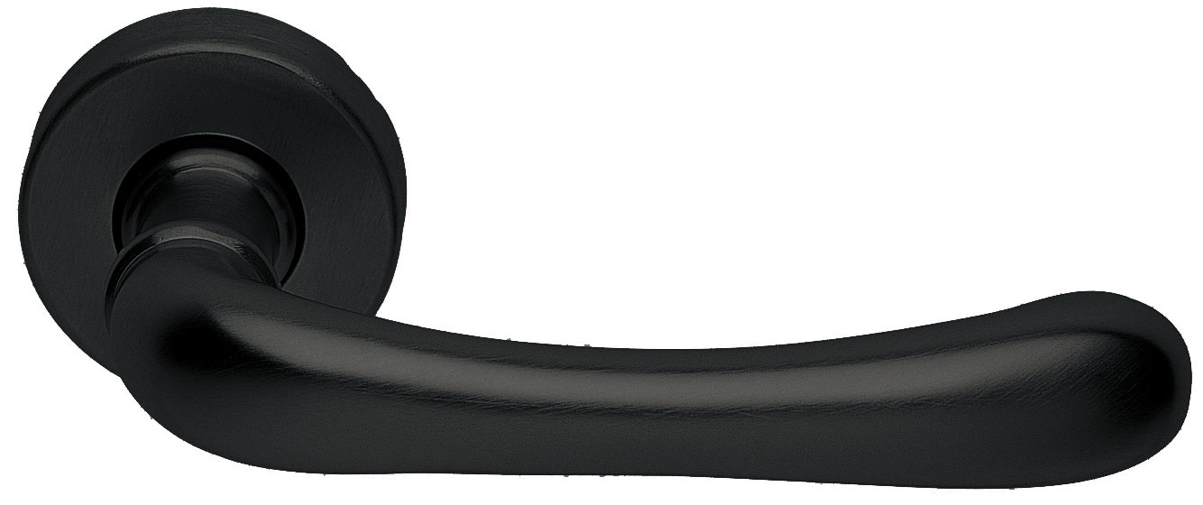 Ручка дверная RING R3-E NERO раздельная на круглой розетке, цвет - черный фото купить Санкт-Петербург