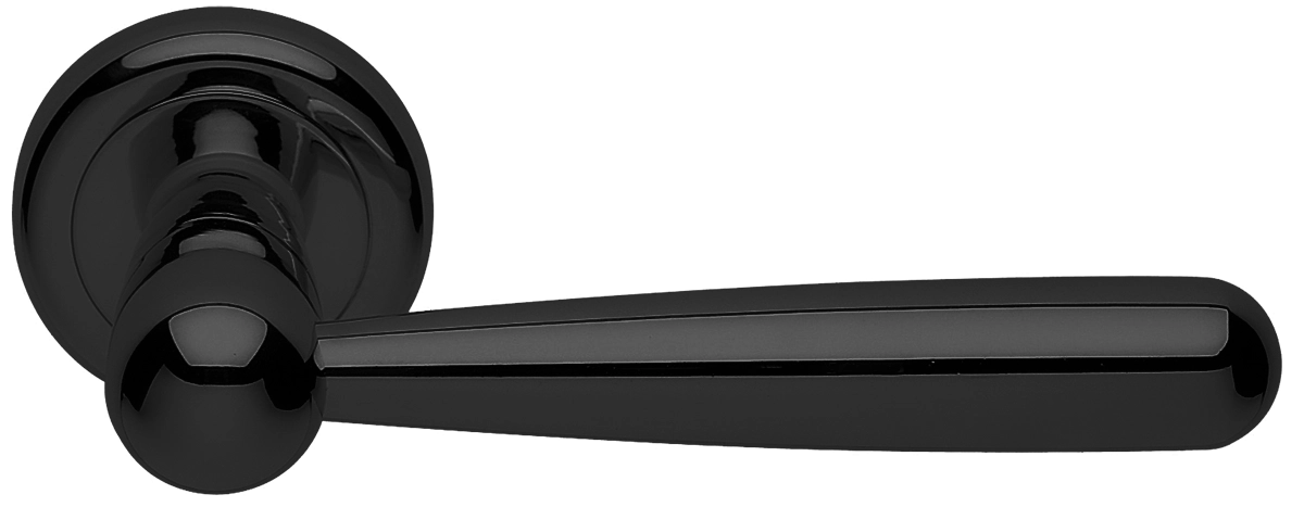 Ручка дверная PINOKKIO R4 NERO раздельная на круглой розетке, цвет - черный фото купить Санкт-Петербург