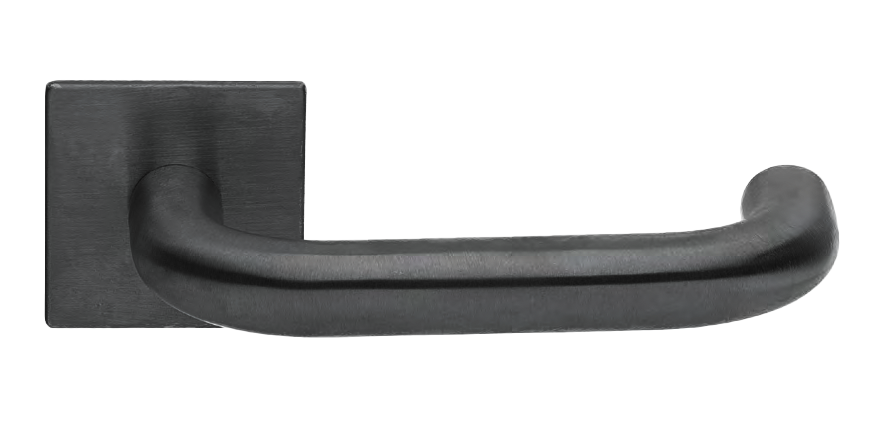 Ручка дверная SOYUZ-APOLLO S1-E NERO раздельная на квадратной розетке, цвет - черный фото купить Санкт-Петербург