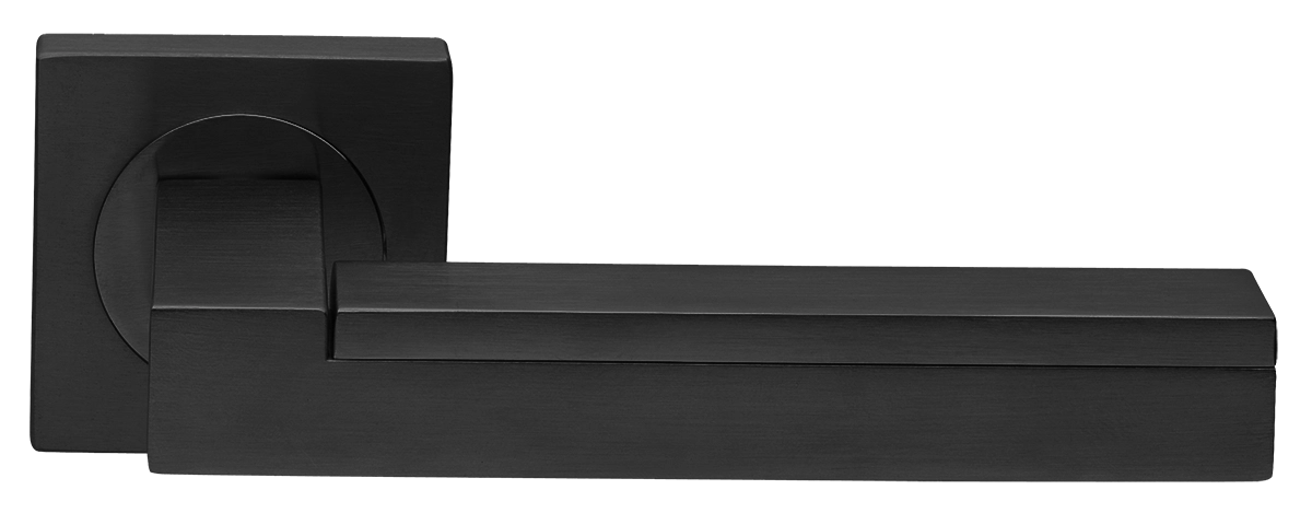 Ручка дверная ISLAND S2 NERO раздельная на квадратной розетке, цвет - черный фото купить в СПб