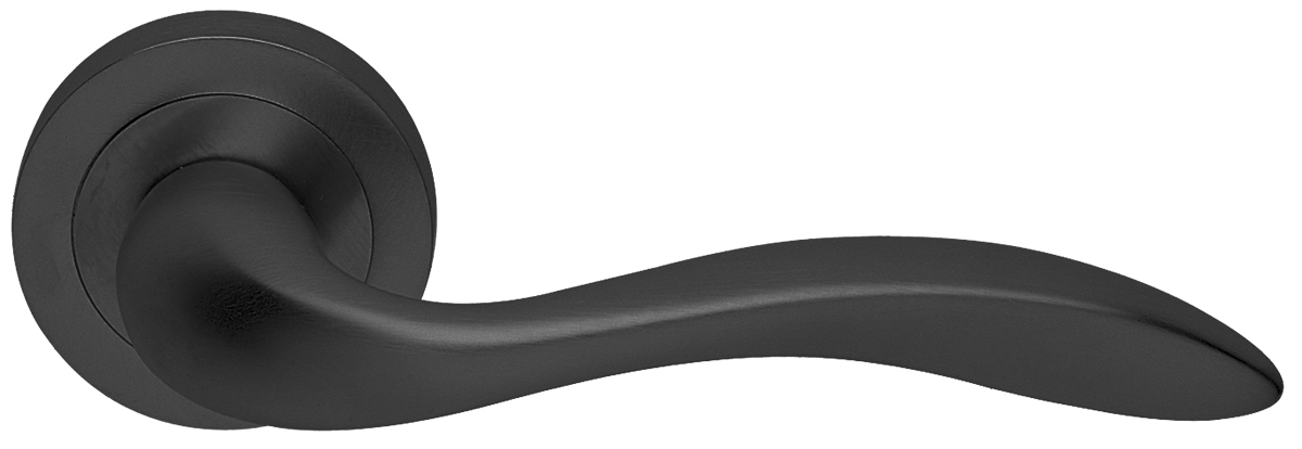 Ручка дверная LEON R2 NERO раздельная на круглой розетке, цвет - черный фото купить в СПб