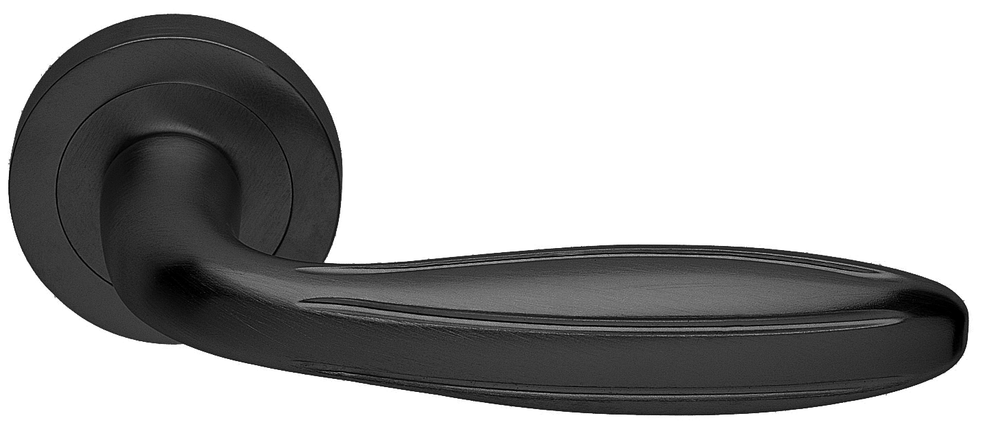 Ручка дверная BUD R2 NERO раздельная на круглой розетке, цвет - черный фото купить в СПб