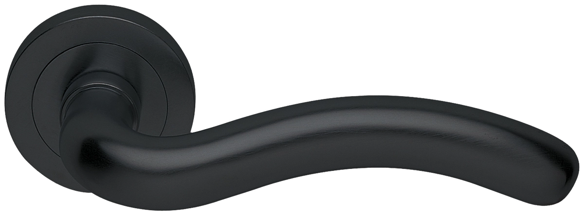 Ручка дверная SNAKE R2 NERO раздельная на круглой розетке, цвет - черный фото купить в СПб