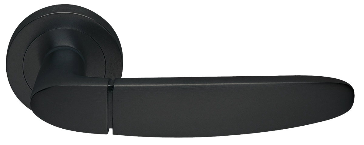 Ручка дверная SAIL R2 NERO раздельная на круглой розетке, цвет - черный фото купить в СПб