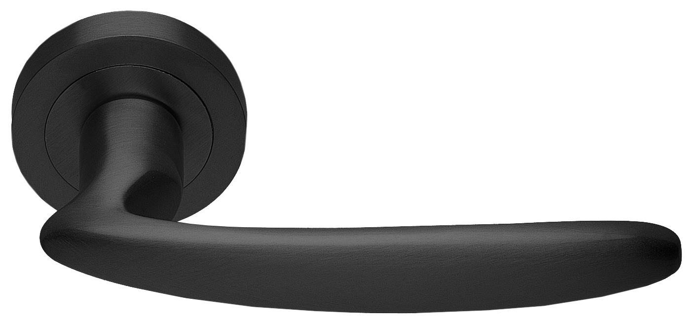 Ручка дверная FLAMINGO R2 NERO раздельная на круглой розетке, цвет - черный фото купить в СПб