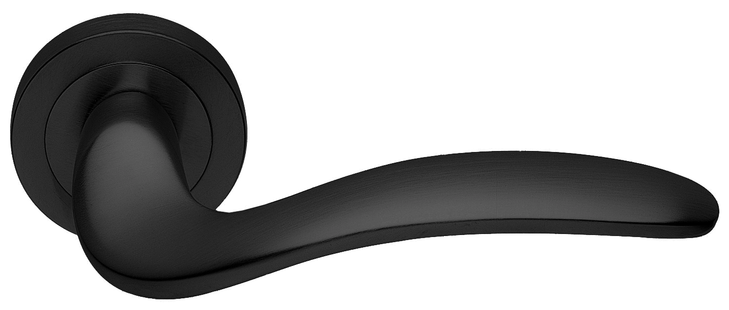 Ручка дверная COBRA R2 NERO раздельная на круглой розетке, цвет - черный фото купить в СПб