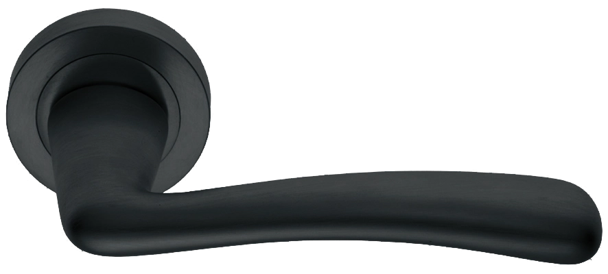 Ручка дверная COCKATOO R2 NERO раздельная на круглой розетке, цвет - черный фото купить в СПб