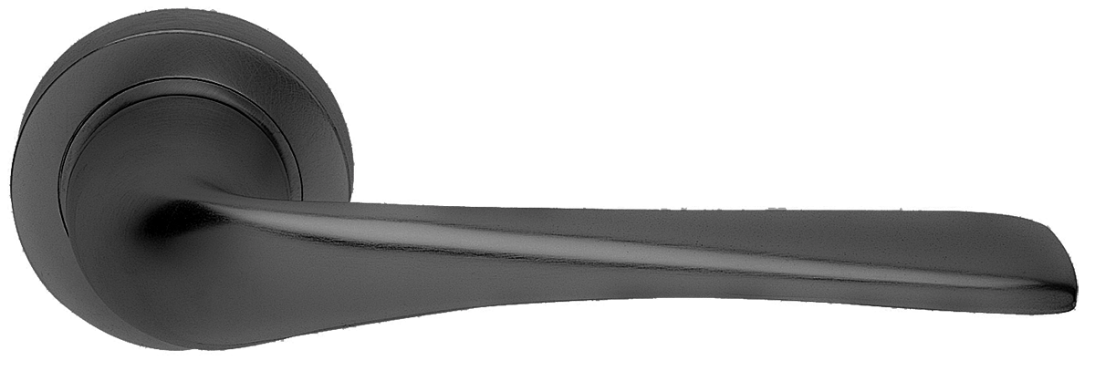 Ручка дверная LE MANS R2 NERO раздельная на круглой розетке, цвет - черный фото купить в СПб