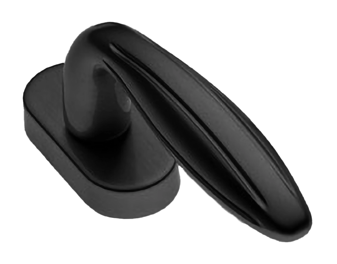 Ручка оконная BUD W1 NERO на прямоугольной розетке, цвет черный, латунь фото купить в СПб