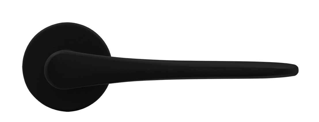 Ручка дверная AULA R5 NERO-ST на круглой розетке, цвет черный soft-touch, ЦАМ фото купить в СПб