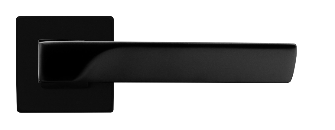 Ручка дверная FIORD S5 NERO-ST на квадратной розетке цвет черный soft-touch, ЦАМ фото купить в СПб
