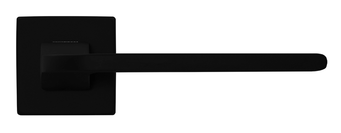 Ручка дверная SPUTNIK S5 NERO-ST на квадратной розетке, цвет черный soft-touch, ЦАМ фото фурнитура Санкт-Петербург