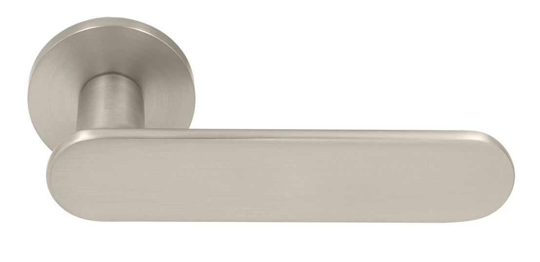 Ручка дверная MH-65-R6 SEMPIONE MSN на круглой розетке, цвет матовый сатинированный никель фото купить Санкт-Петербург