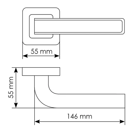 Комплект дверных ручек MH-46 SC/W-S55 + завертка сантехническая MH-WC-S55 SC/CP + защёлка бесшумная 1895P SC + петли врезные универсальные MSN 100X70X2.5-4BB SC (2шт), цвет хром фото купить в СПб
