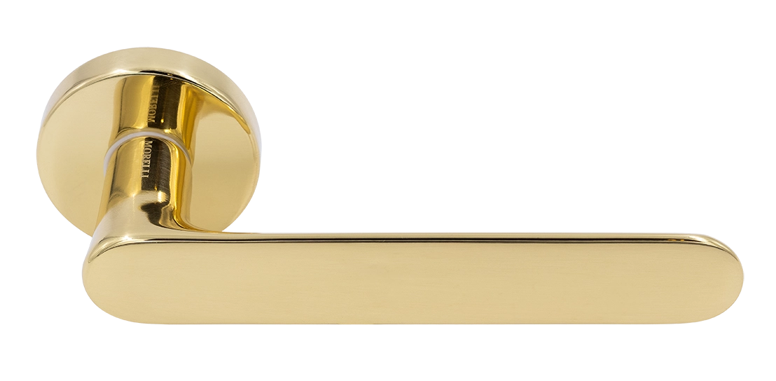 Ручка дверная LE BOAT R5 OTL раздельная на круглой розетке, цвет золото, латунь фото купить Санкт-Петербург