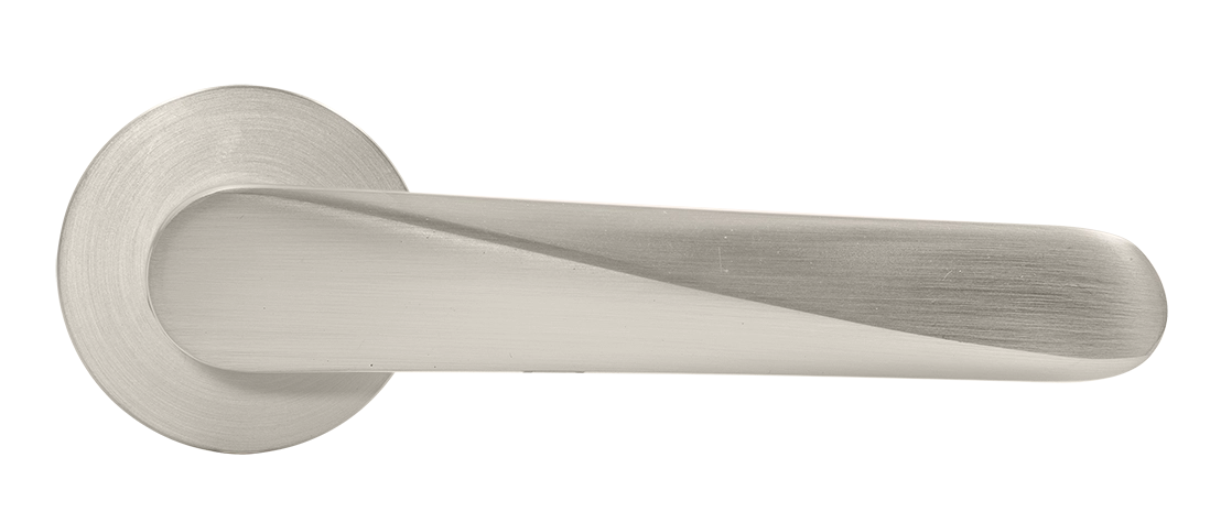 Ручка дверная CAYAN MH-58-R6 MSN раздельная на круглой розетке 6 мм, цвет матовый сатинированный никель, ЦАМ фото купить в СПб