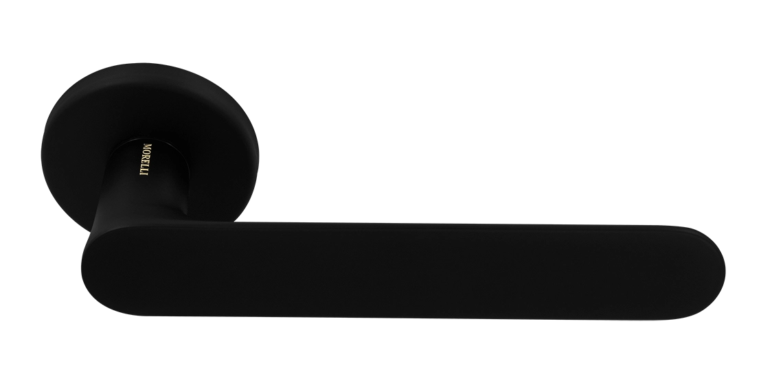 Ручка дверная LE BOAT R5 NERO-ST раздельная на круглой розетке, цвет черный soft-touch, латунь фото купить Санкт-Петербург