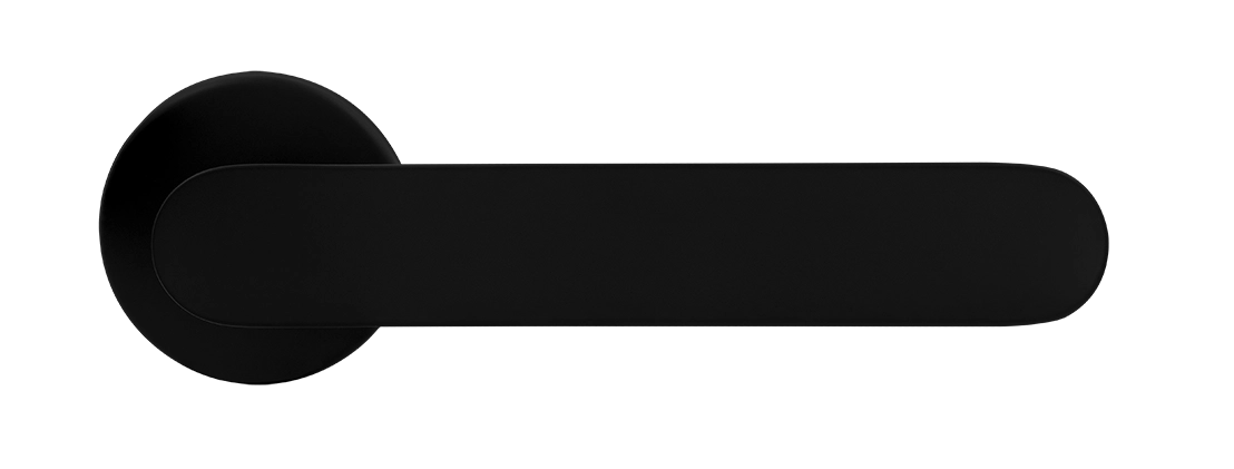 Ручка дверная LE BOAT R5 NERO-ST раздельная на круглой розетке, цвет черный soft-touch, латунь фото купить в СПб