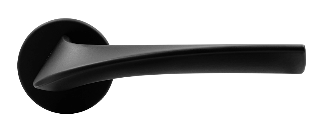 Ручка дверная COMETA R5 NERO-ST на круглой розетке цвет черный soft-touch, ЦАМ фото купить в СПб
