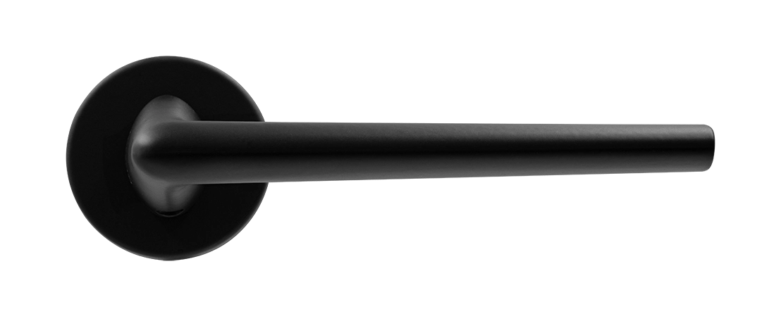 Ручка дверная THE FORCE R5 NERO-ST на круглой розетке, цвет черный soft-touch, ЦАМ фото купить в СПб