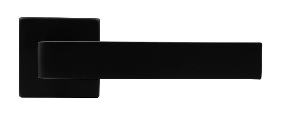 Ручка дверная HORIZONT S5 NERO-ST на квадратной розетке, цвет черный soft-touch, ЦАМ фото купить в СПб