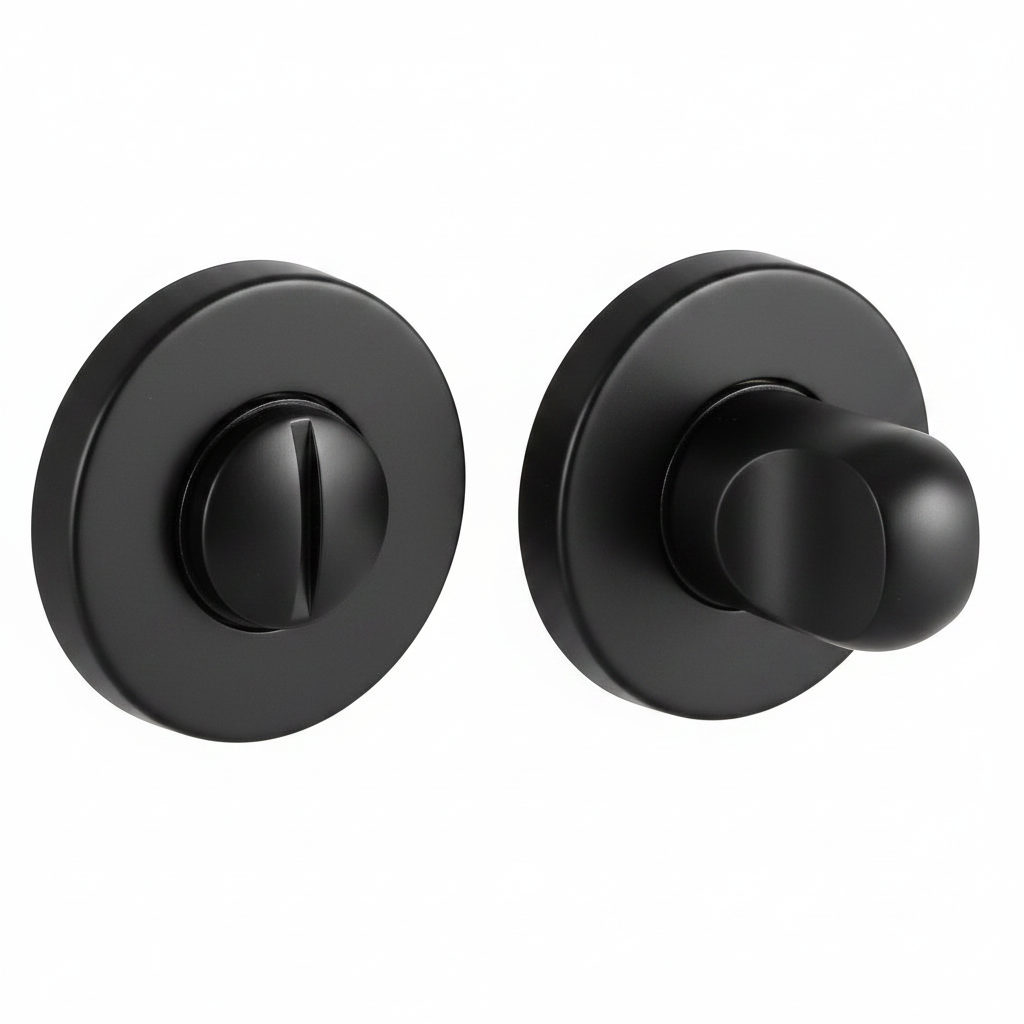 Завертка сантехническая LUX-WC-R3-E NERO-ST на круглой розетке цвет черный soft-touch, ЦАМ фото купить Санкт-Петербург