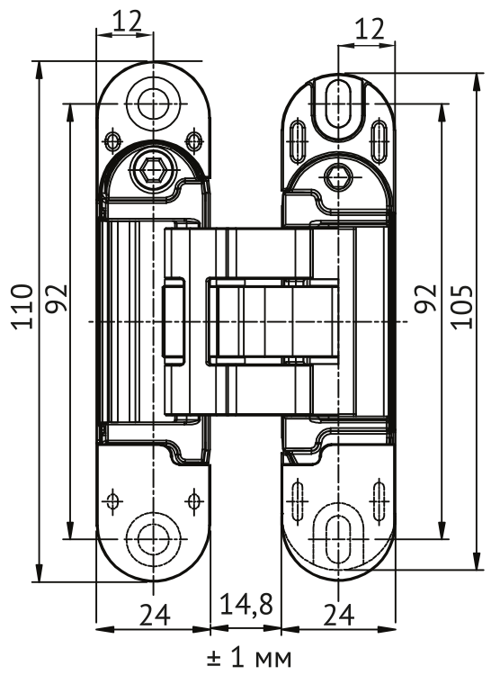 Петля скрытая HH-28 SC врезная с 3D-регулировкой вес полотна до 40 кг, цвет матовый хром фото купить в СПб