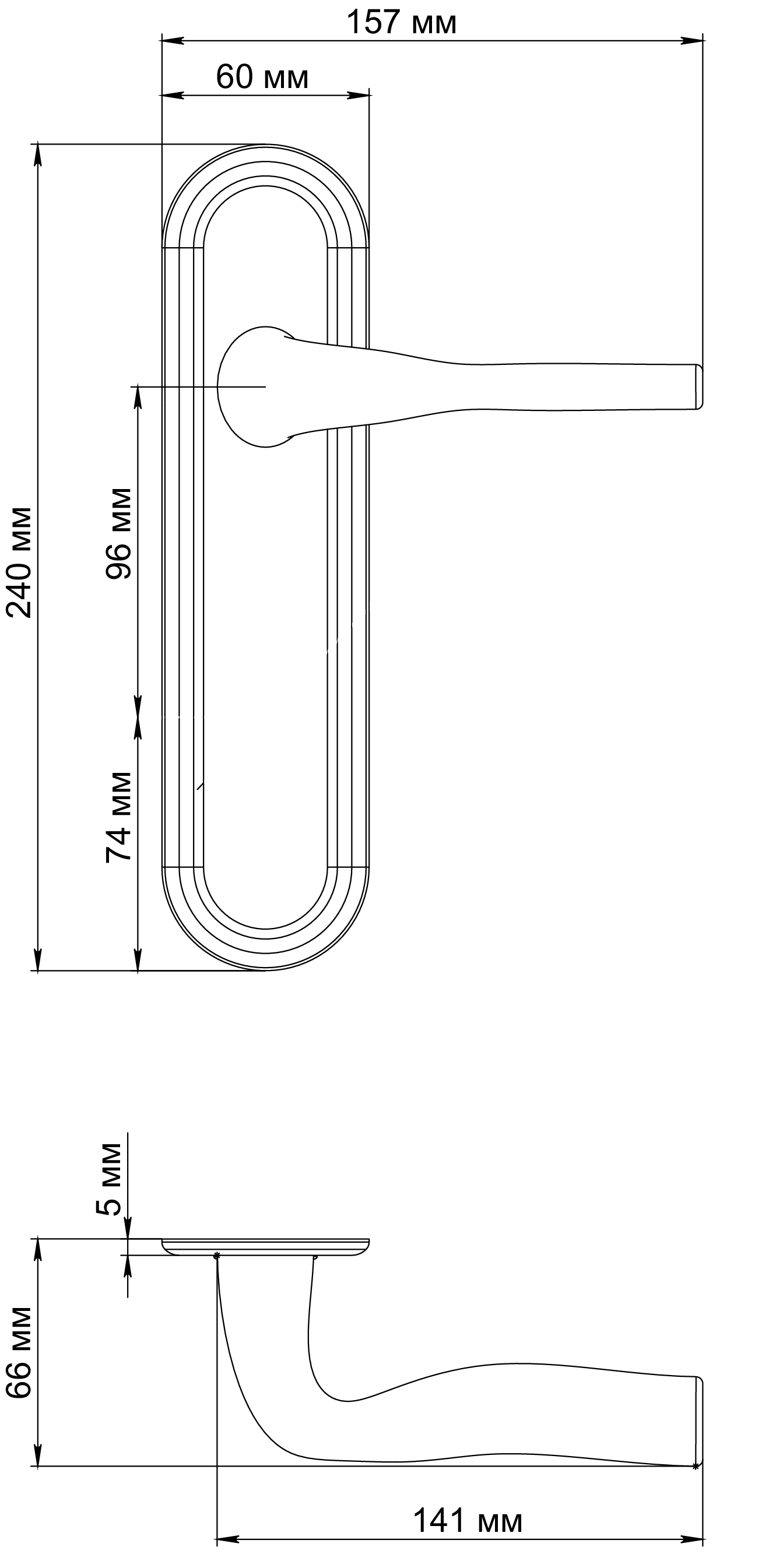 Ручка дверная LVB PLR SST на планке, цвет Летняя гроза/Summer Storm фото фурнитура Санкт-Петербург