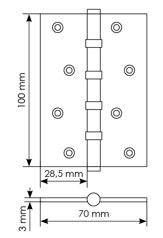 Петля универсальная карточная MBU 100X70X3-4BB AB латунь, врезная, цвет бронза фото купить в СПб