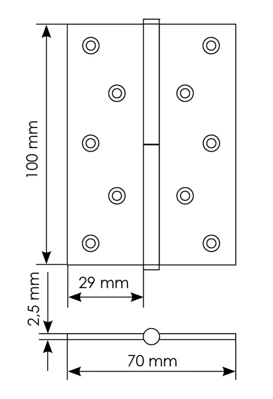 Петля разъемная карточная MSND 100X70X2.5 SG R с подшипником стальная правая, врезная, цвет матовое золото фото купить в СПб