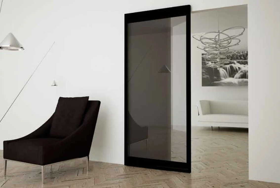 INVISIBLE-2 FRAME 1500/3000 NS, раздвижная система для дверей шириной  1500мм, высотой 3000мм, цвет - черный фото купить Санкт-Петербург
