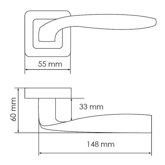 Ручка дверная SHELL MH-45 GR/CP-S55 раздельная на квадратной розетке, цвет графит/хром, ЦАМ Light фото купить в СПб