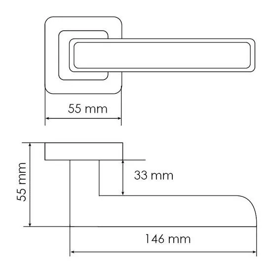 Ручка дверная FLEX MH-44 GR/CP-S55 раздельная на квадратном основании, цвет графит/хром, ЦАМ Light фото купить в СПб