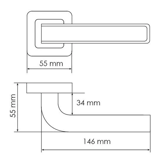 Ручка дверная EON MH-46 GR/CP-S55 раздельная на квадратной розетке, цвет графит/хром, ЦАМ Light фото фурнитура Санкт-Петербург