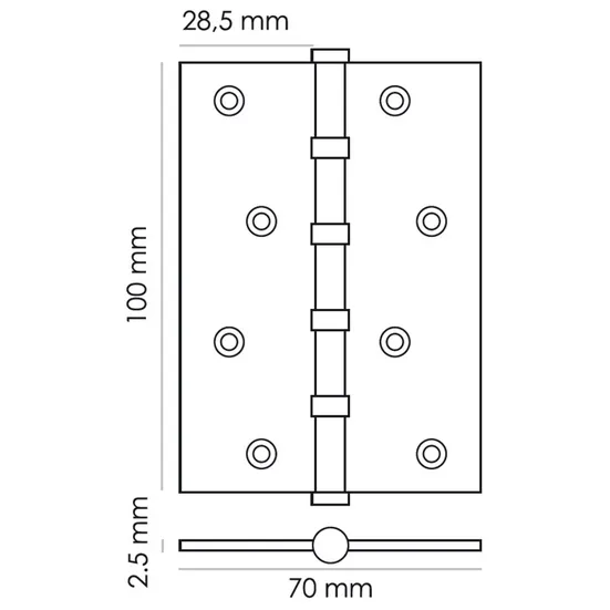 Петля универсальная карточная MS 100X70X2.5-4BB SG стальная, врезная, цвет матовое золото фото купить в СПб