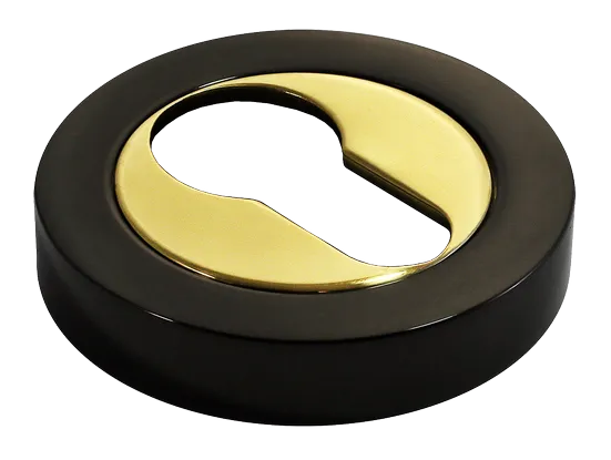 LUX-KH-R2 NNO, накладка на евроцилиндр, цвет - черный хром/золото фото купить Санкт-Петербург