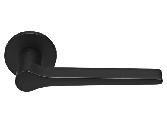 LAND ручка дверная  на круглой розетке 6 мм, MH-60-R6 BL, цвет - чёрный фото купить Санкт-Петербург